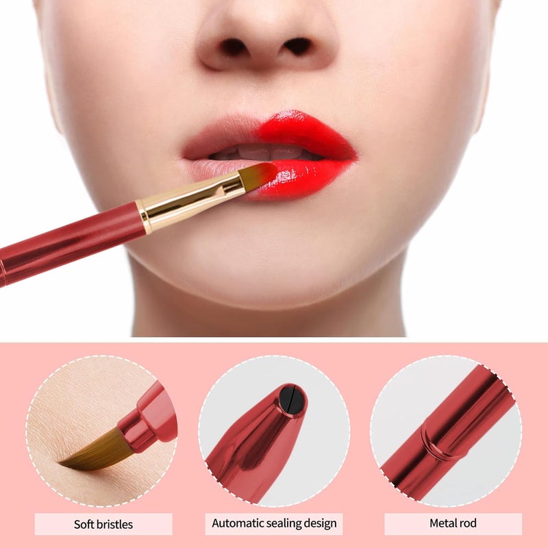 Unaone [2 Pack] Lip Brush for Lipstick, Retractable Lip Brushes, Dual-ended Makeup Brush for Lipstick Lip Gloss, Include Lid - Image 5